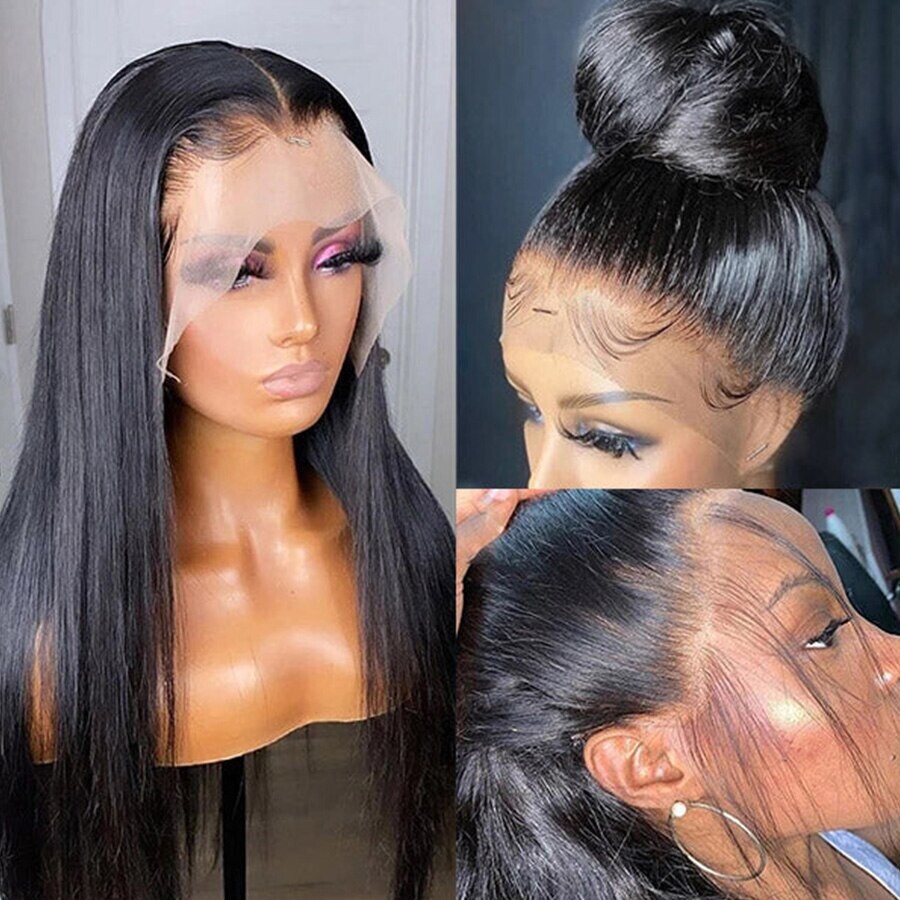 Brazilian 13x4 HD Transparent Lace Frontal Wigs Human Hair 360 Full