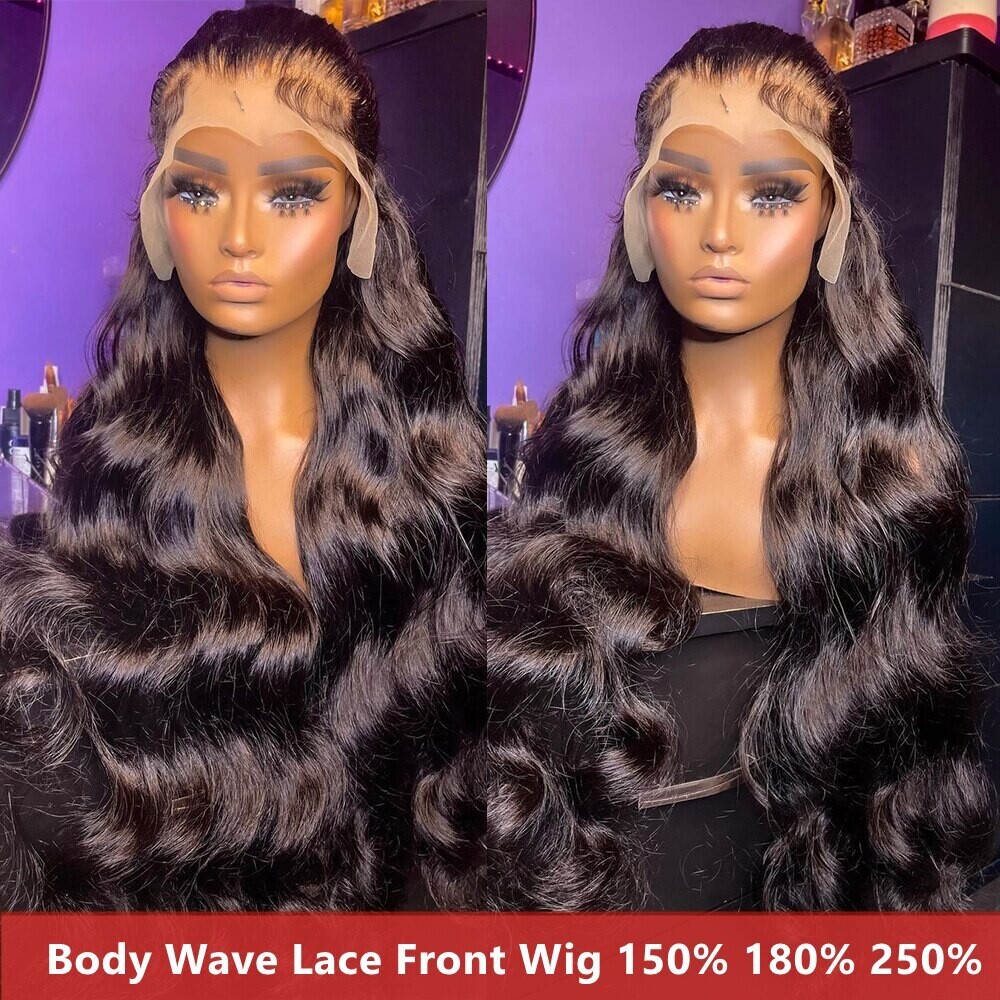 40 Inch Body Wave Lace Front Wig 250 Density 13x4 HD Transparent Lace