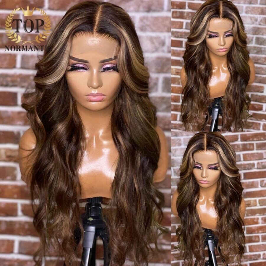 Topnormantic Brazilian Remy Human Hair Wigs For Women Highlight Color
