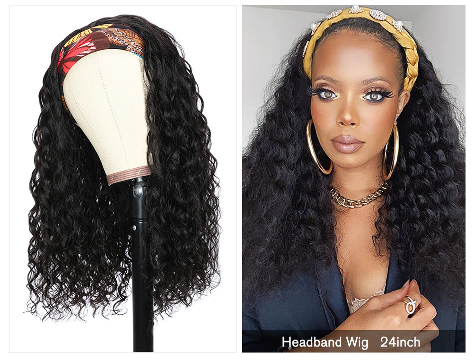 Unice hair 100% Human Hair Headband Wig Water Wave Top Quality Human