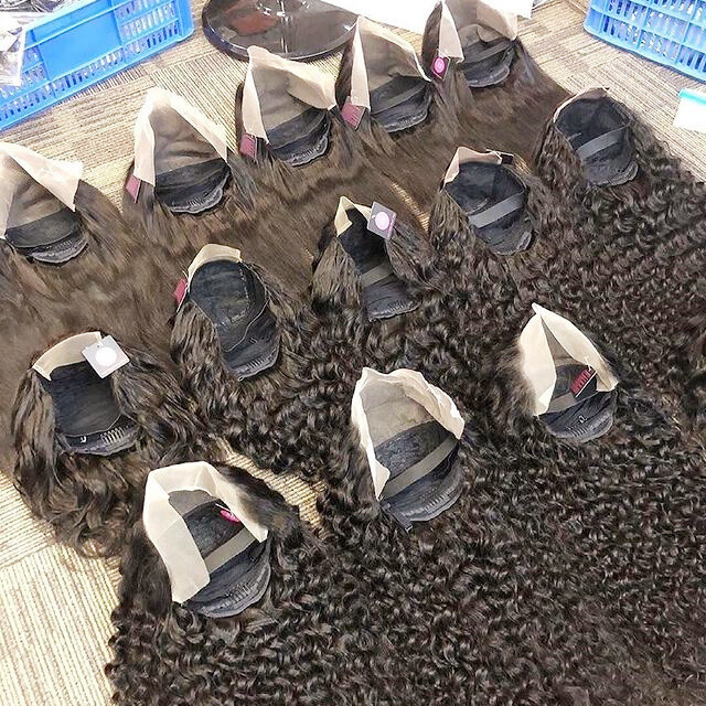 Kinky curly human hair wigs full lace with baby hair, Color: natural color, Stretched Length: 28 Inches