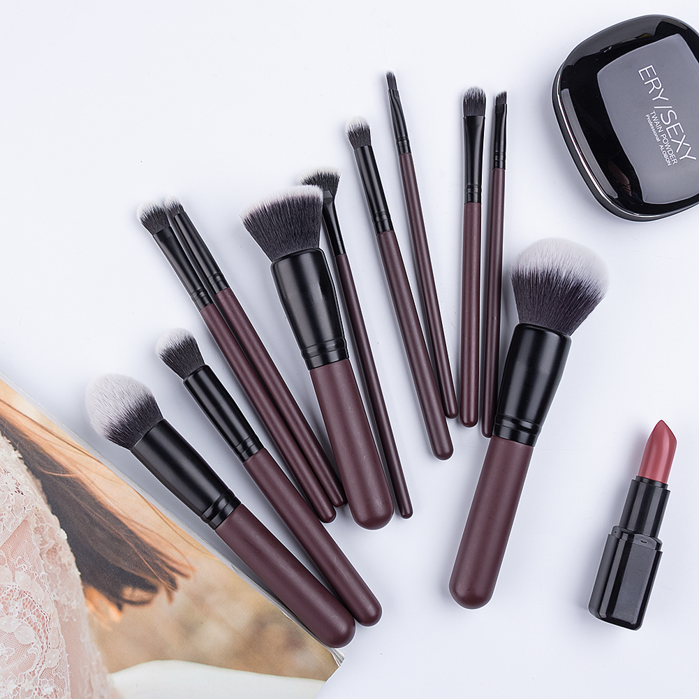 Makeup Brush Set 11pcs Soft Dense Synthetic Hair Wood Handle