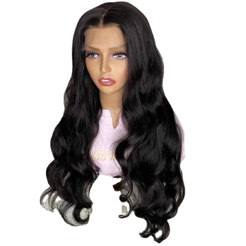 Natural Color Face Brazilian Virgin Front Lace Curly Human Hair Wigs for Black Women Long Body Wave Hair Wig