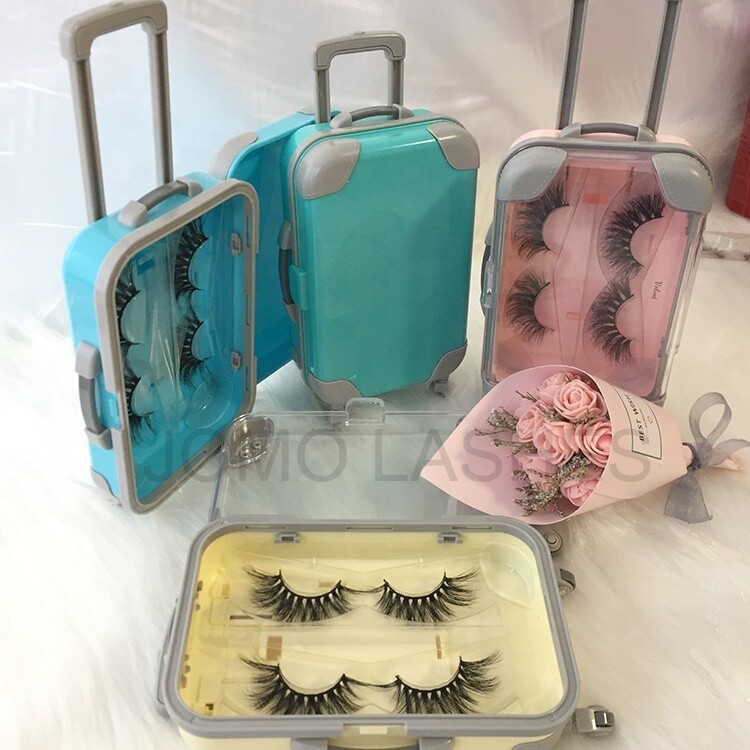 Lash packages Luggage 2 pairs lashes inside 13-20mm mink eyelashes with suitcase lash packaging