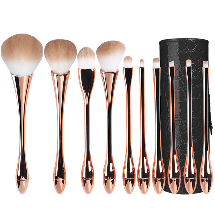 Rose Gold Slim Waist 10pcs make-up brushes luxury professional set