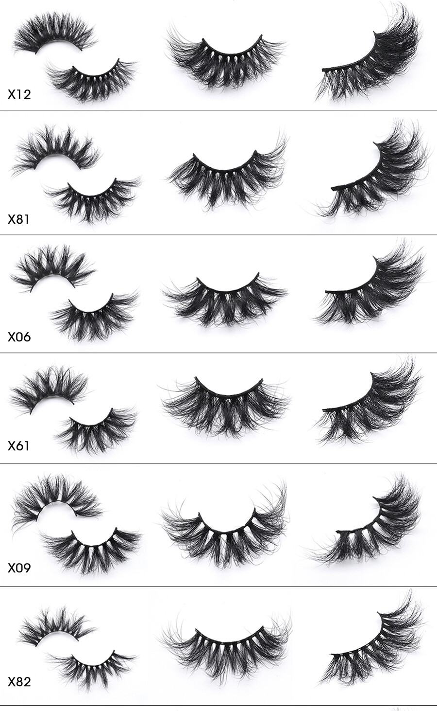 10 PAIR of Fluffy 25mm 3d false mink eyelashes bulk  Lashbox packaging