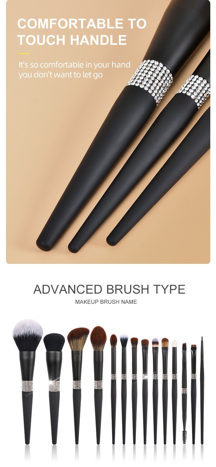 D15065 High Quality 15 Pcs Makeup Brushes,  Champagne Gold Eye Eyeshadow Double Head  Makeup Brush Set