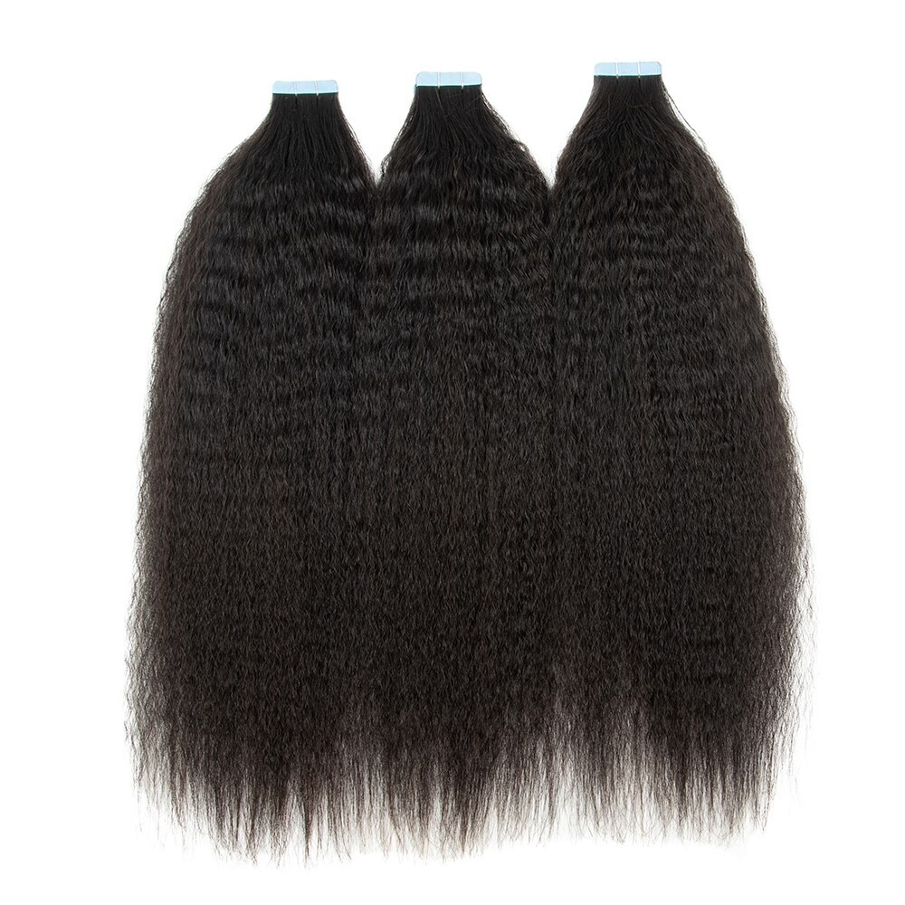 100pcs Remy Hair Kinky Straight Human Hair Seamless Curly Tape in Hair Extensions