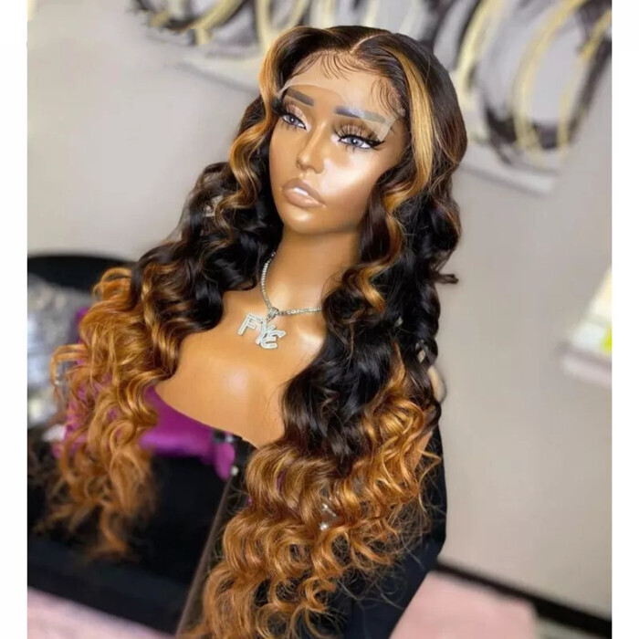 Glue less Lace Frontal Wig Ombre Pre-Plucked Cuticle Aligned Human Hair Wigs