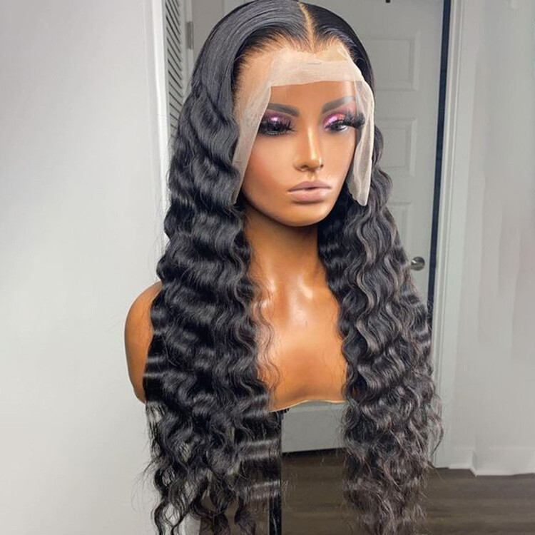 Cuticle Aligned Curly Human Hair Wig Loose Deep Wave Lace Front Wigs Transparent Swiss Lace Wig