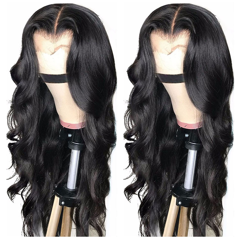 Wholesale Hot Sale 13x2.5 Lace Front Wigs For Black Women Body Wave Raw high temperature fiber Human Hair Lace Wigs, Color: Black, Stretched Length: 16 Inches