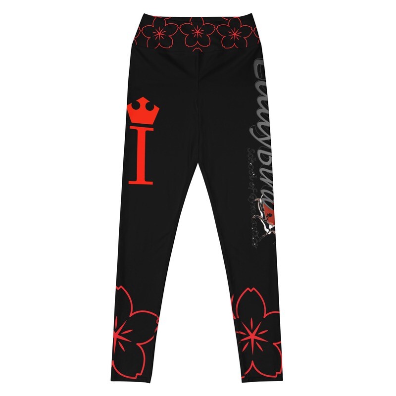 ZISI RED FLORA Leggings outline flower BLACK/RED