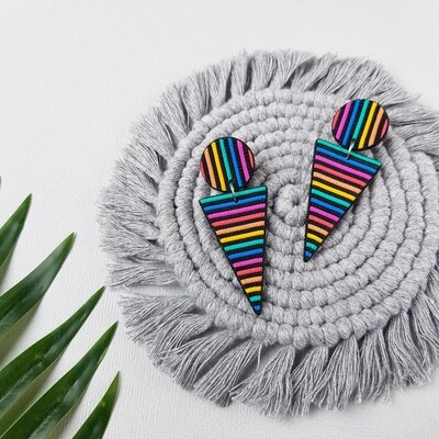 Triangle black rainbow earrings