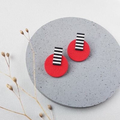 Red stud earrings