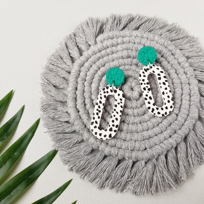 Green and dots earrings