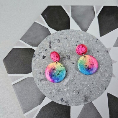 Pink and Rainbow Stud Earrings