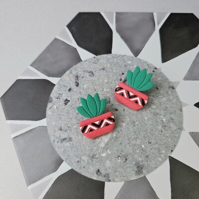 Succulent in Pink Pot Studs