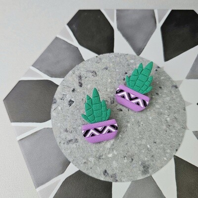 Succulent in Purple Pot Studs