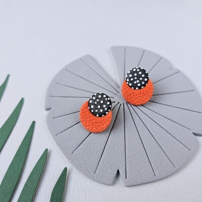 Small orange polymer clay studs