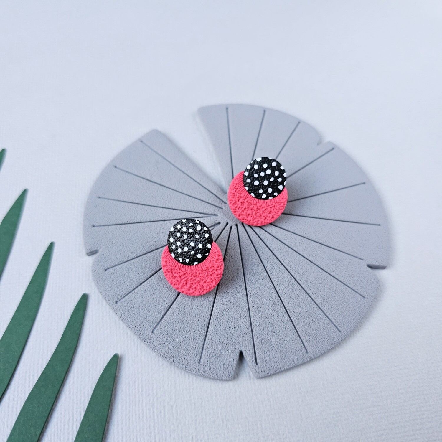 Small pink polymer clay studs