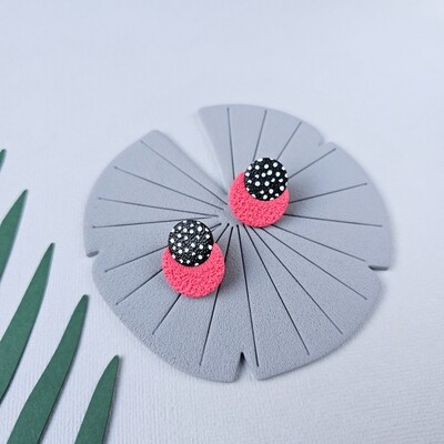 Small pink polymer clay studs
