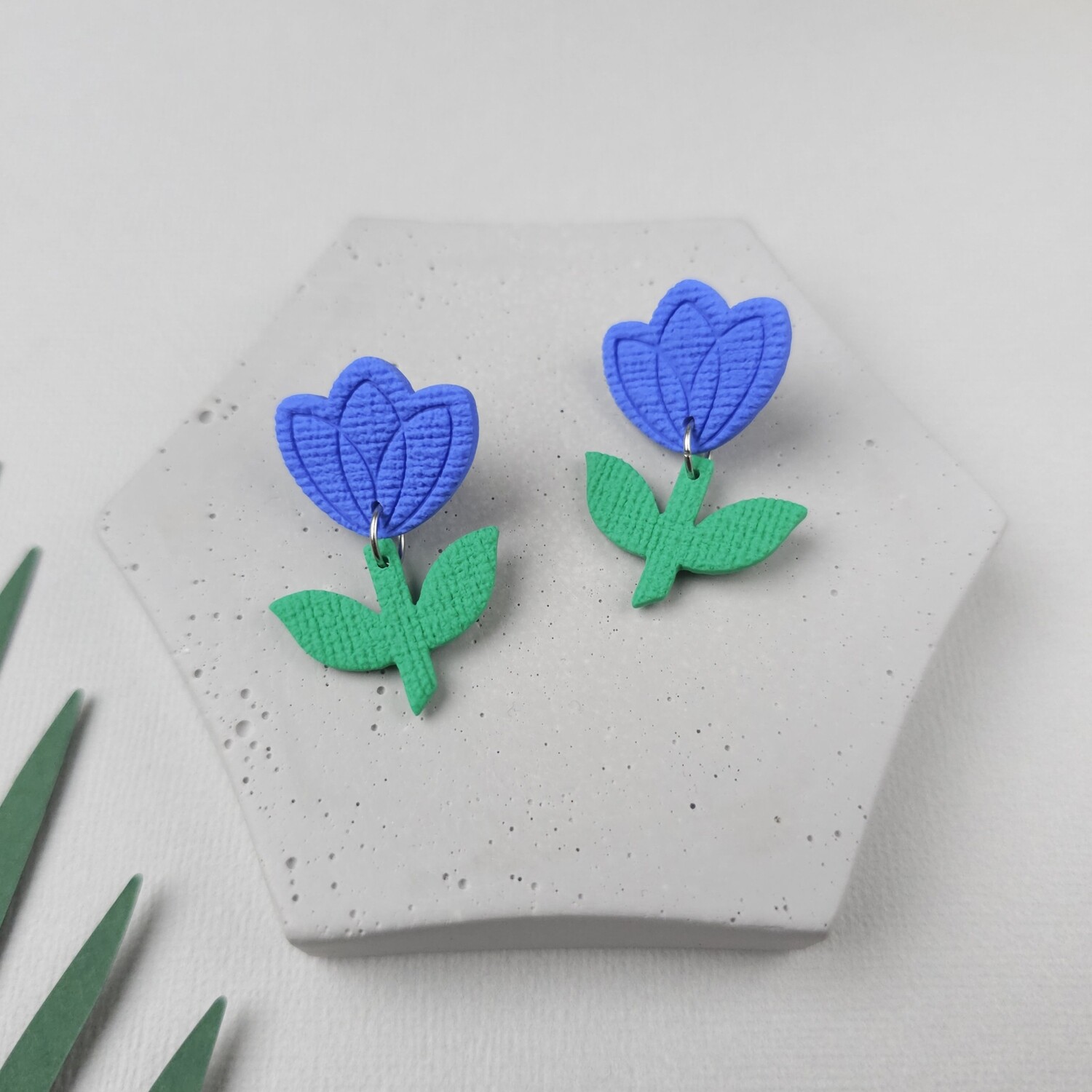 Blue tulip earrings
