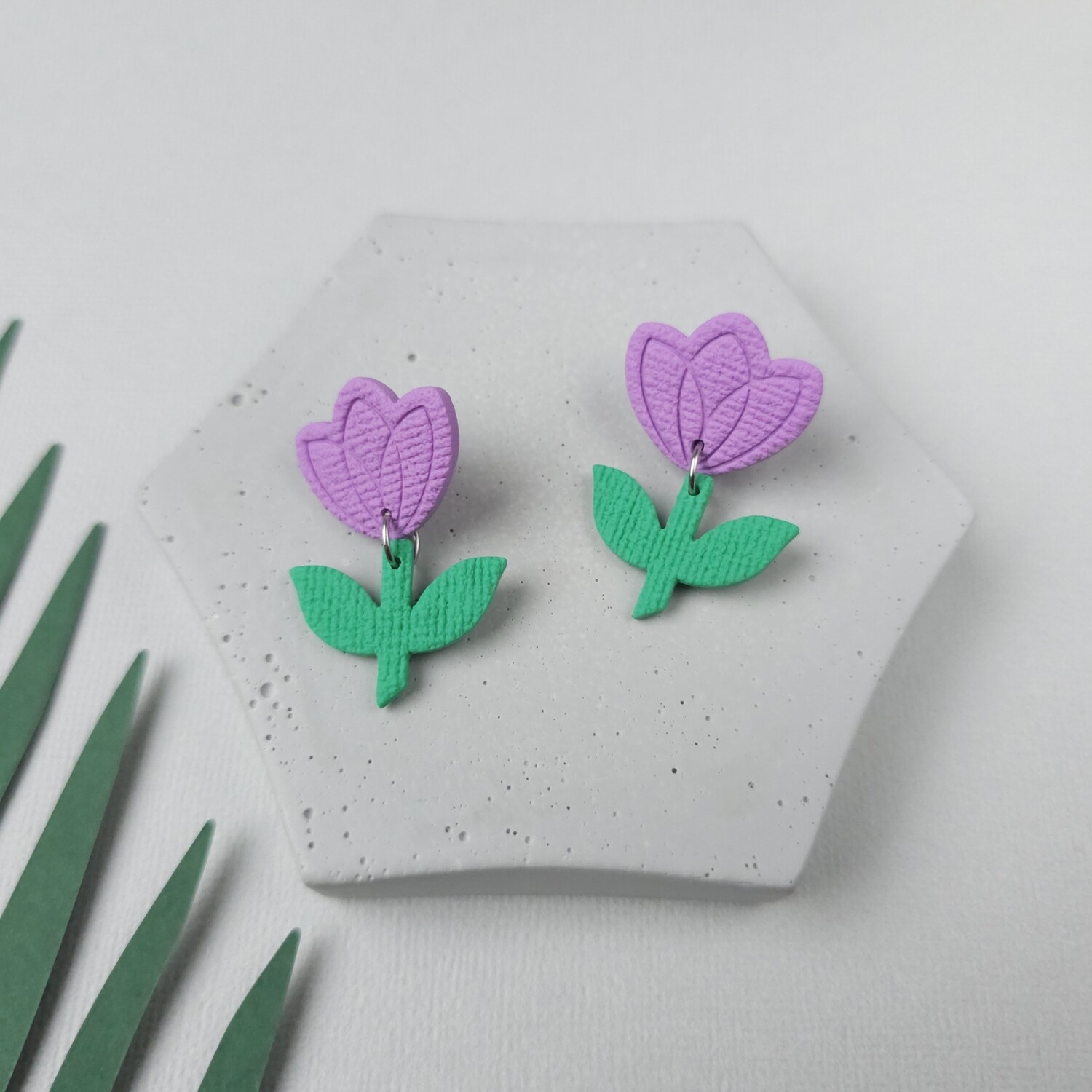 Purple tulip earrings