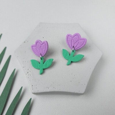 Purple tulip earrings
