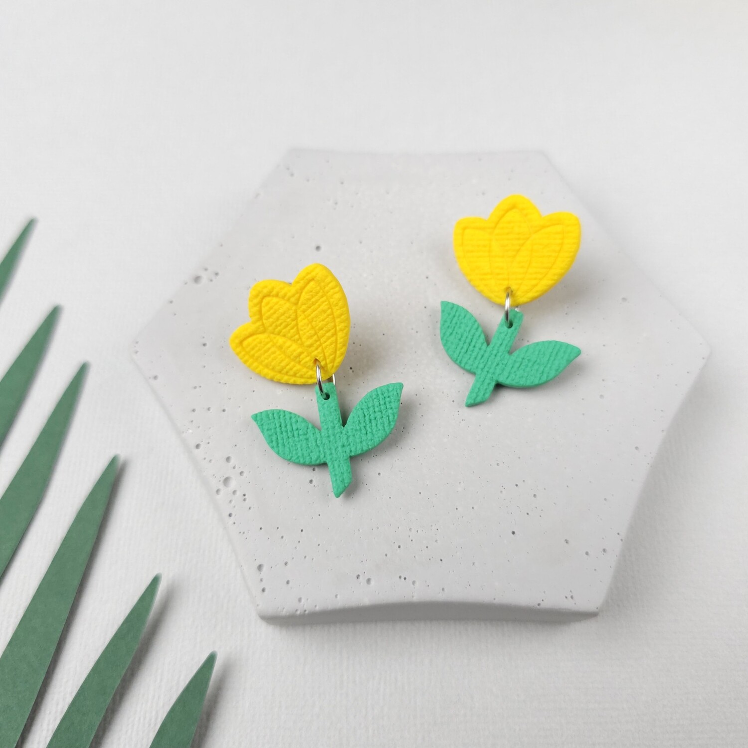 Yellow tulip earrings