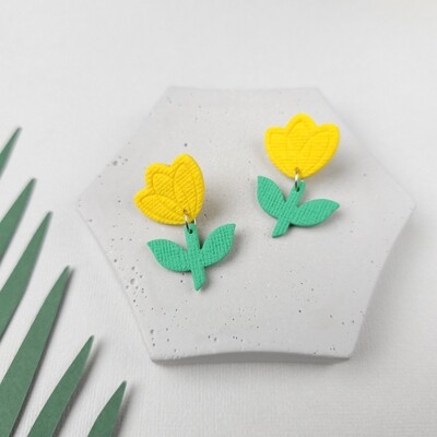Yellow tulip earrings