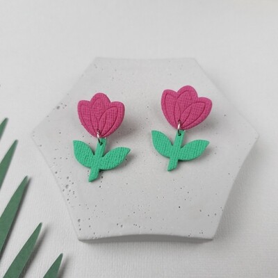Pink tulip earrings
