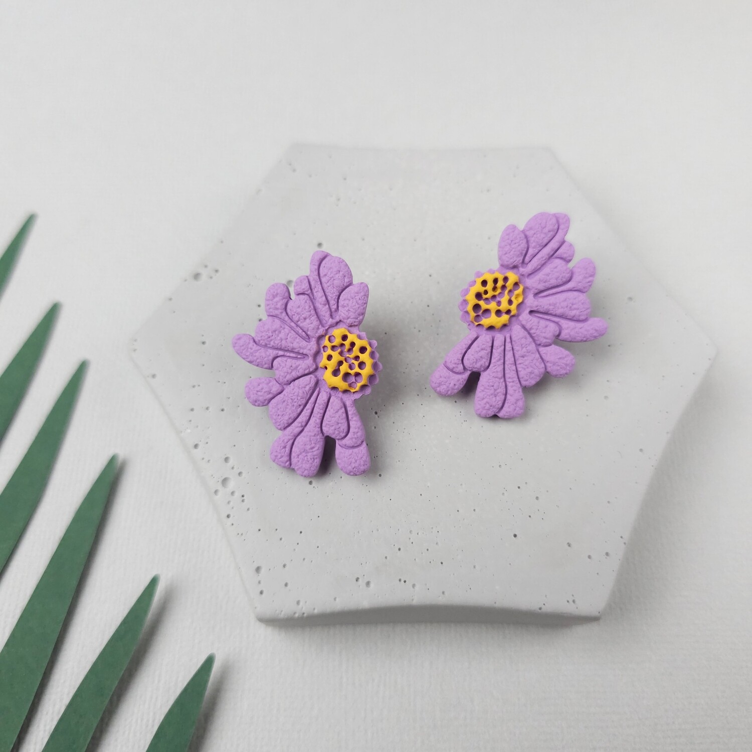 Purple flower earrings