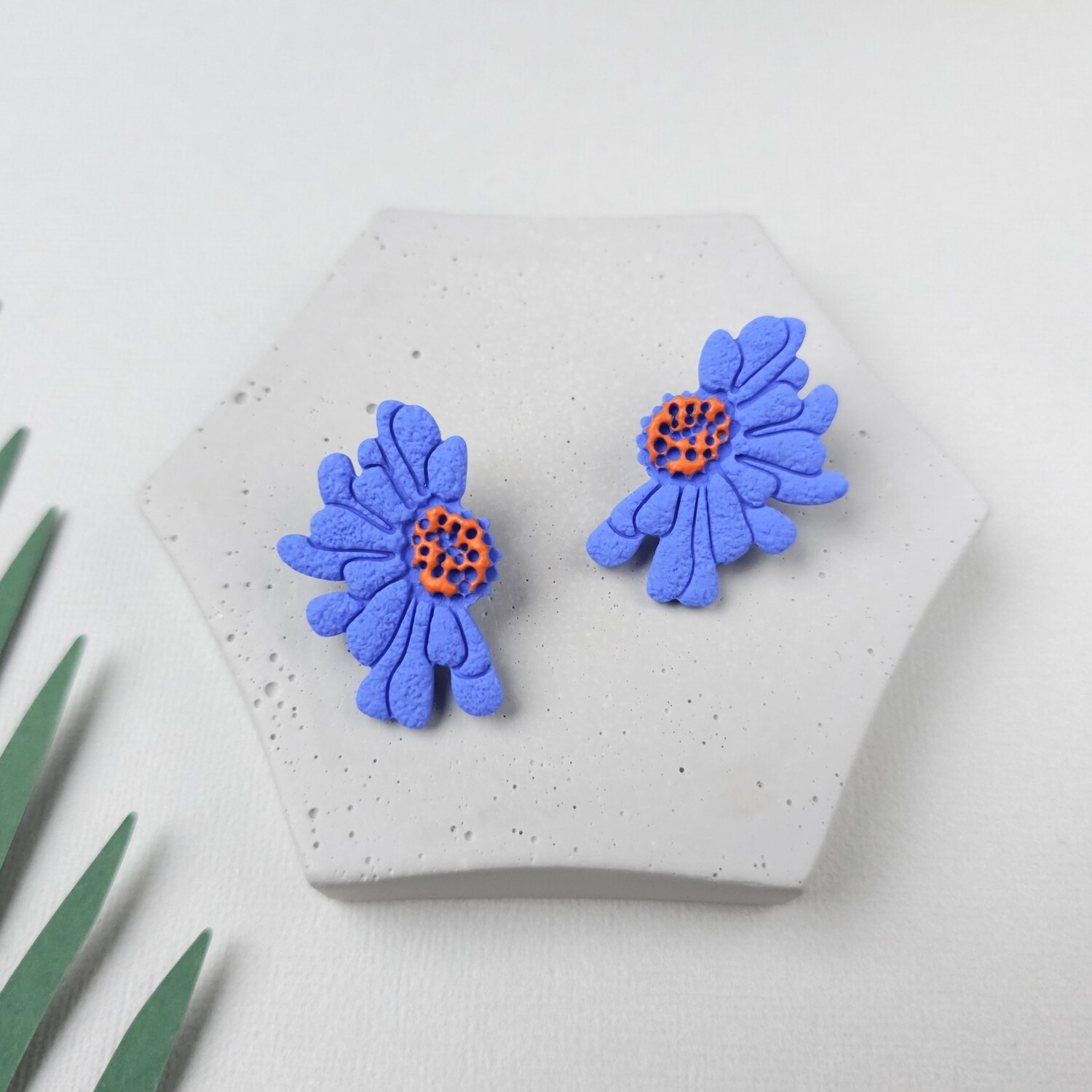 Blue flower earrings