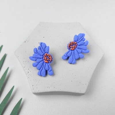 Blue flower earrings