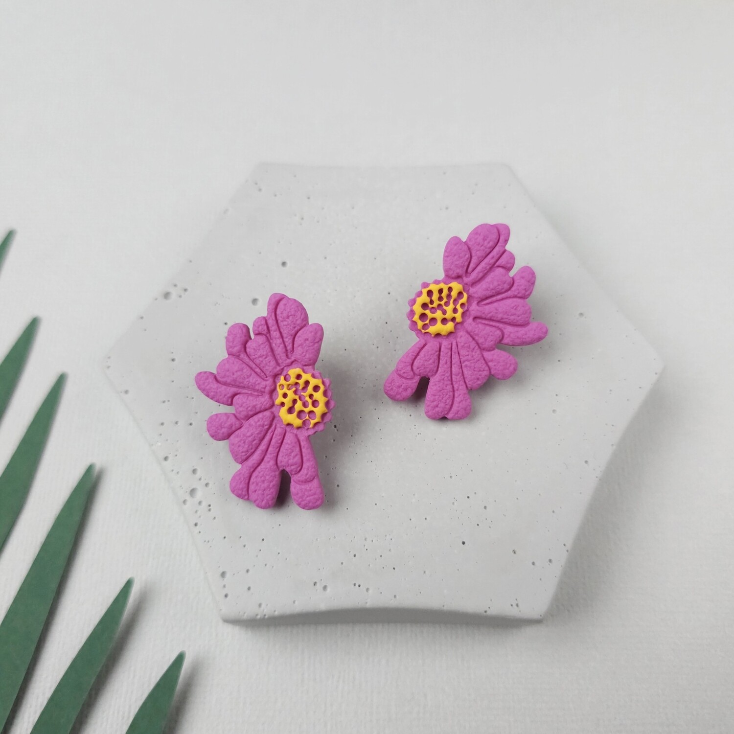 Pink flower earrings