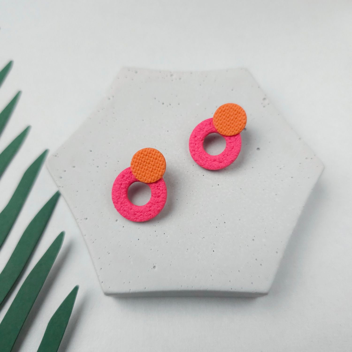 Orange and Pink Small Hoop Earrings