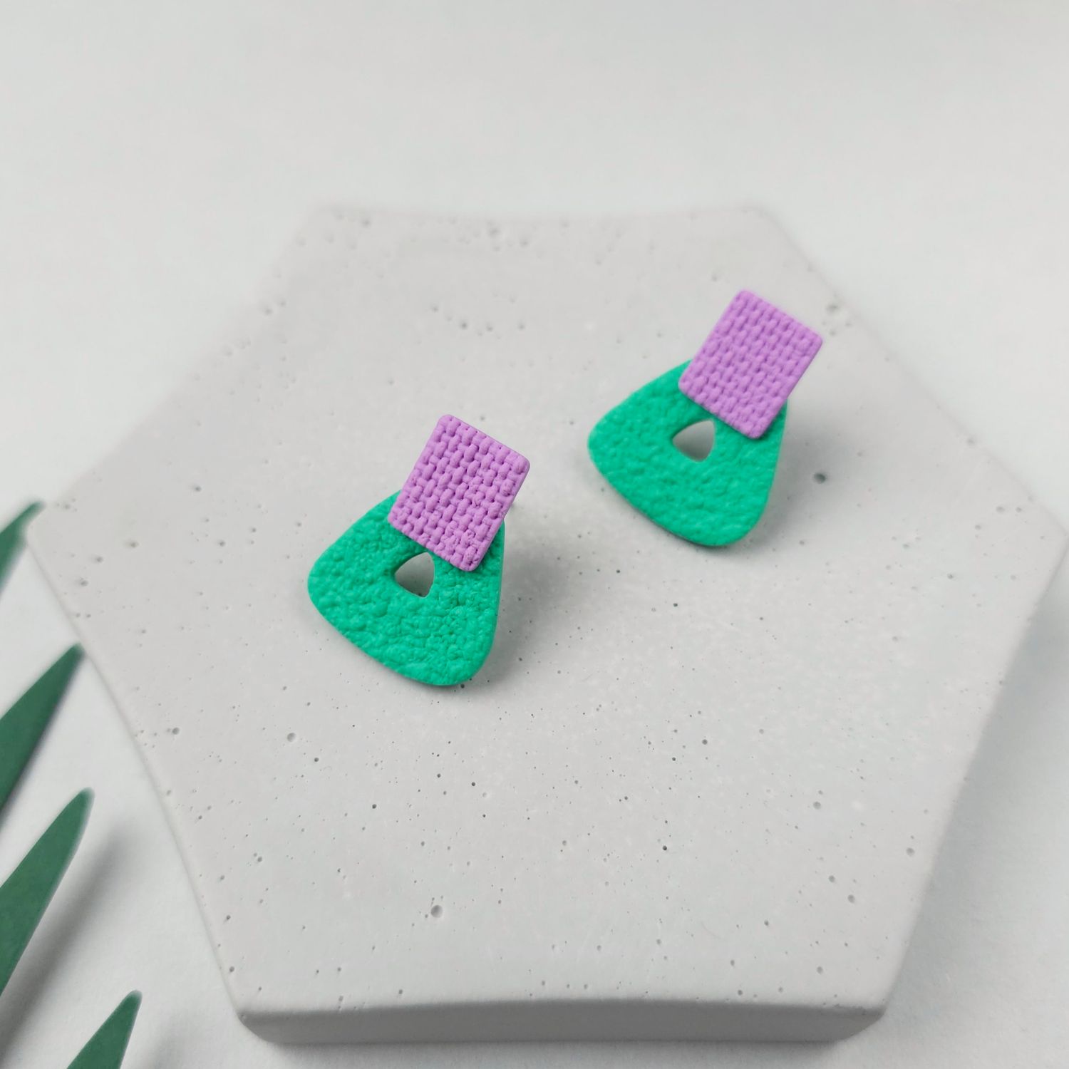 Green and Purple Small Stud Earrings