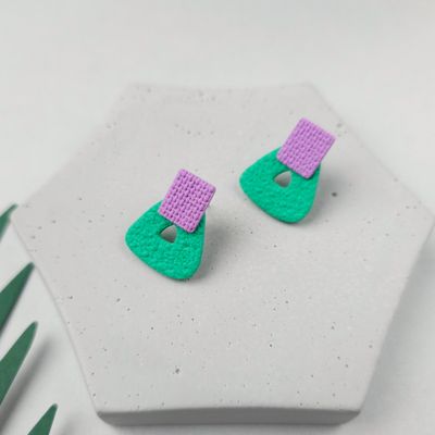 Green and Purple Small Stud Earrings