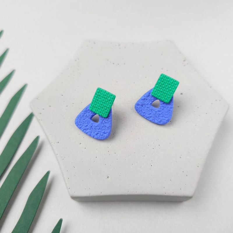 Blue and Green Small Stud Earrings