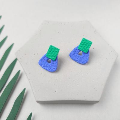 Blue and Green Small Stud Earrings