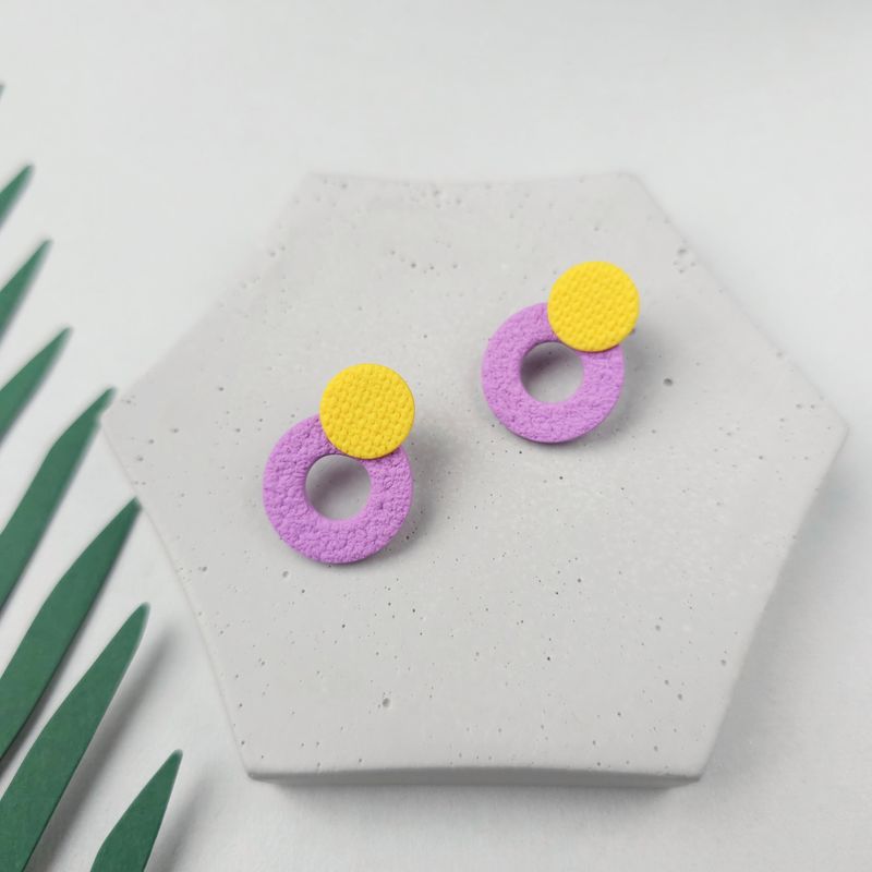 Purple and Yellow Small Hoop Earrings
