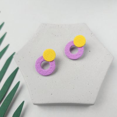 Purple and Yellow Small Hoop Earrings