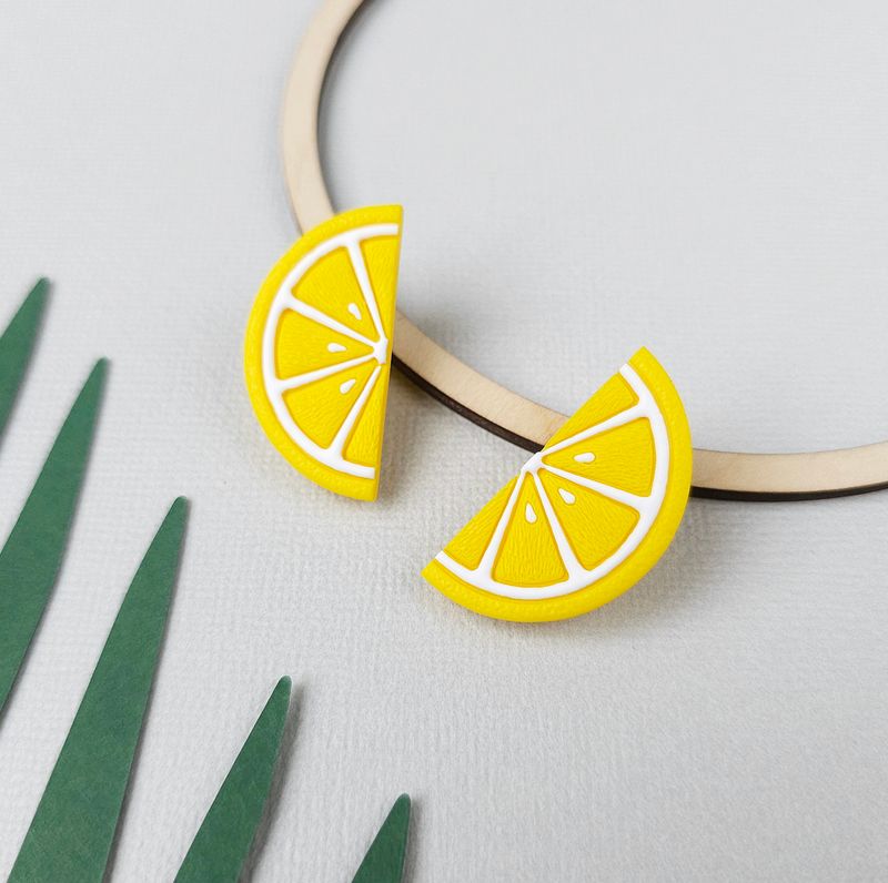 Lemon Semicircle Studs
