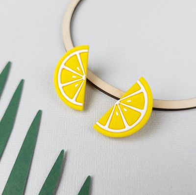 Lemon Semicircle Studs
