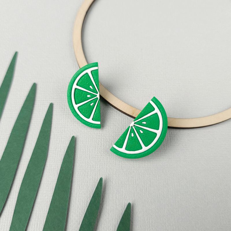 Lime Semicircle Studs