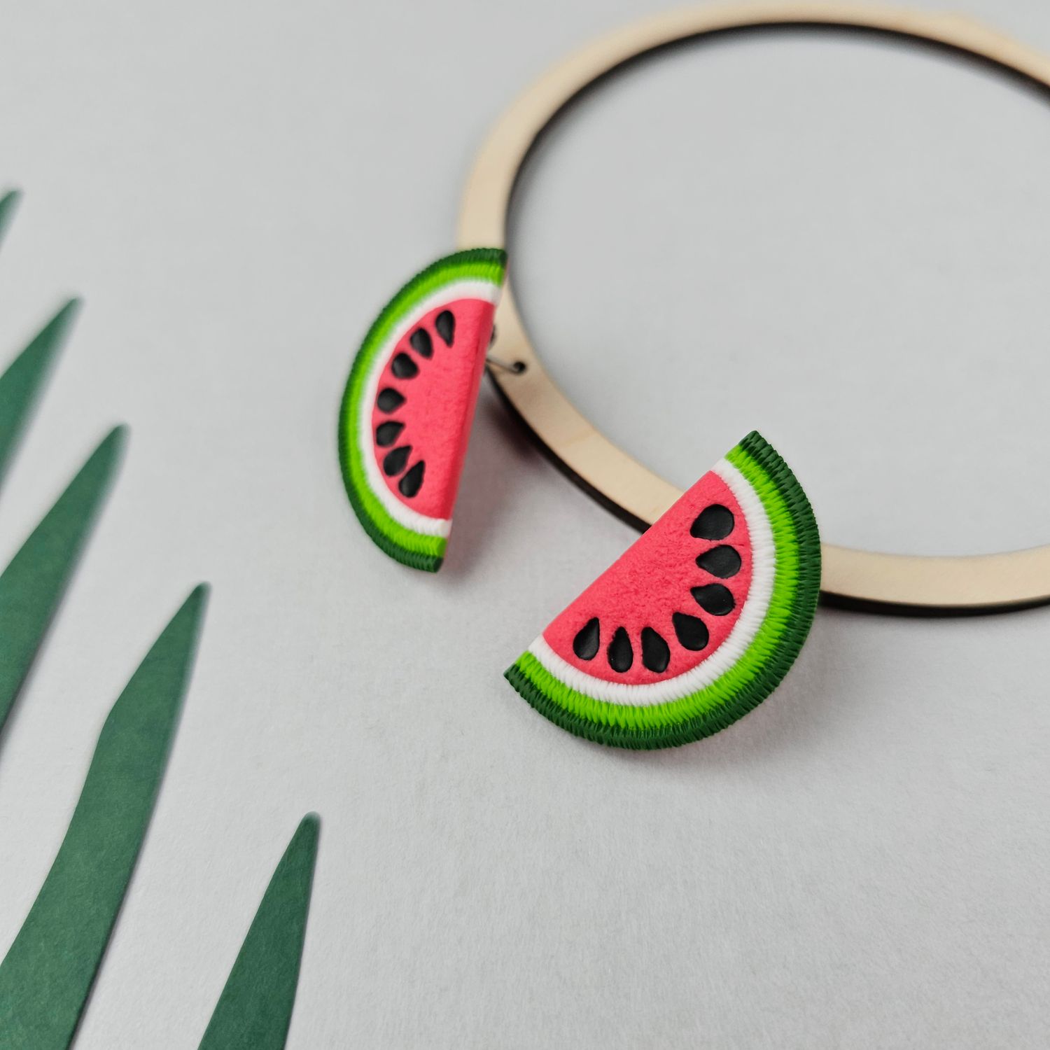 Semicircle Watermelon Earrings