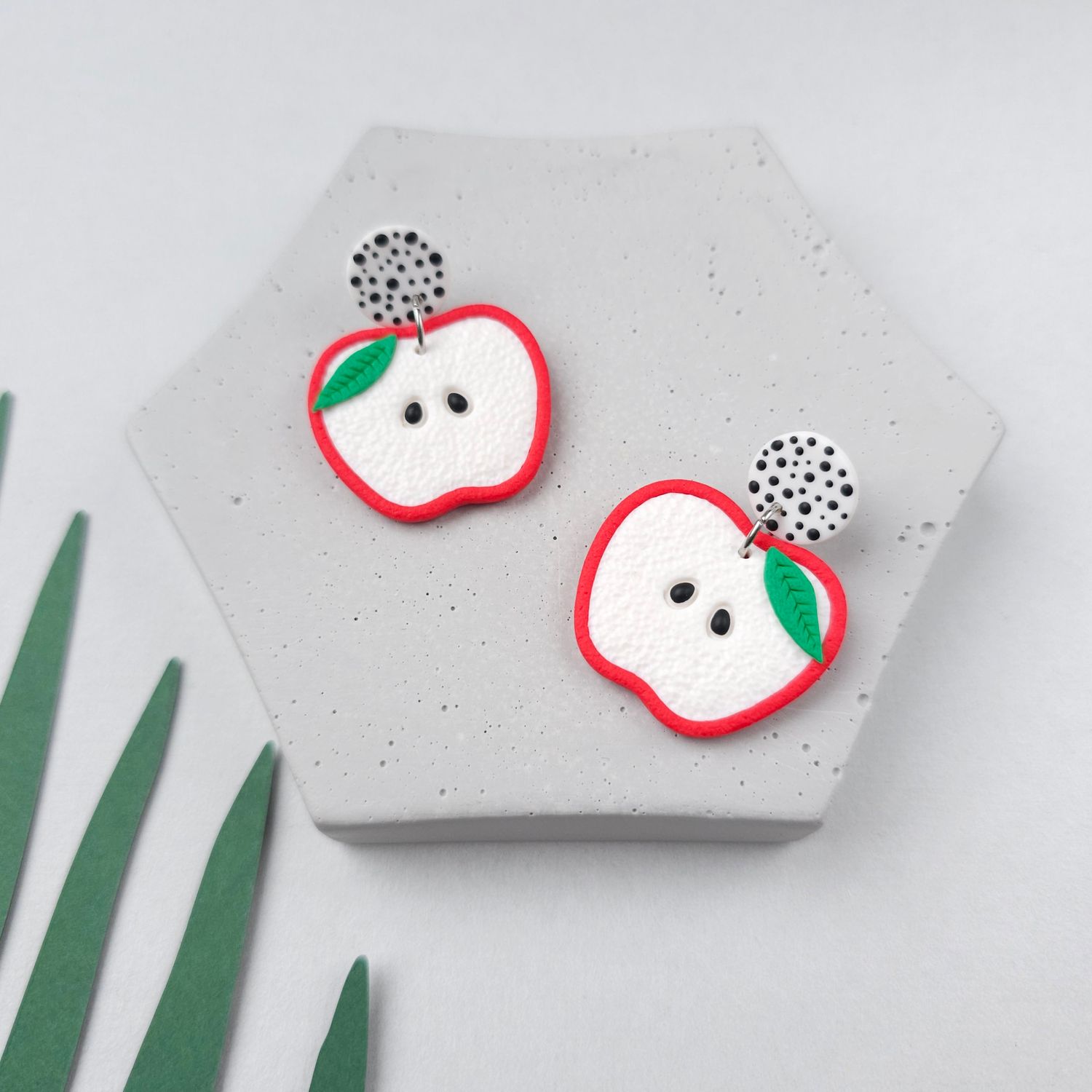 Red apple earrings