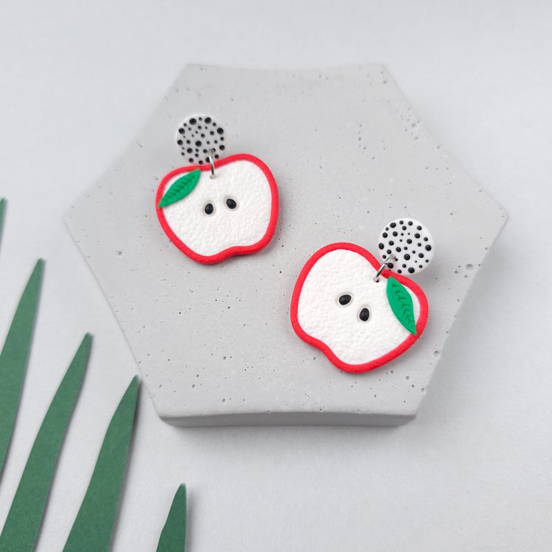 Red apple earrings