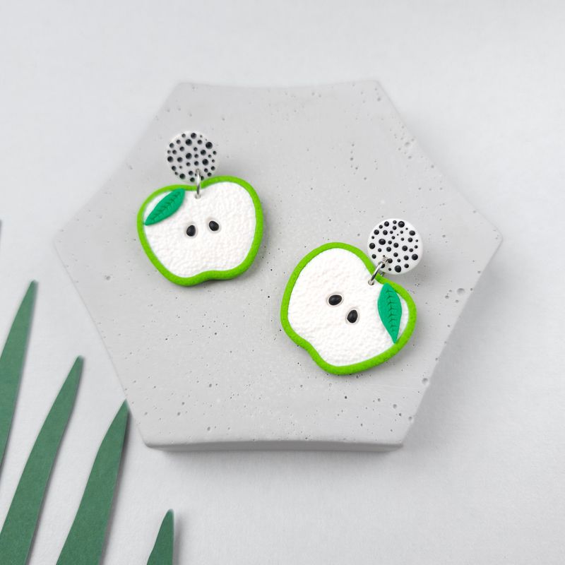 Green apple earrings