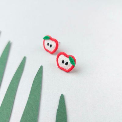 Small red apple earrings